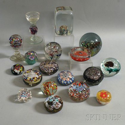Eighteen Glass Paperweights