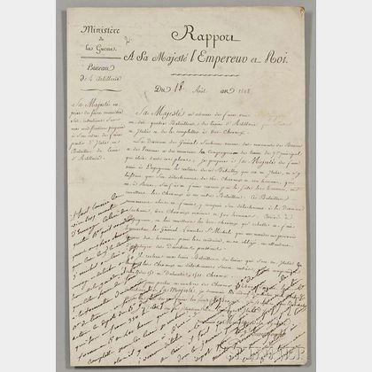 Napoleon Bonaparte (1769-1821) Endorsement Signed, 18 August 1808.