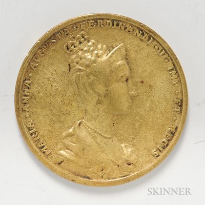 Brass Casting of a Prague Coronation Medal of Ferdinand and Maria Anna Augusta. Estimate $20-40