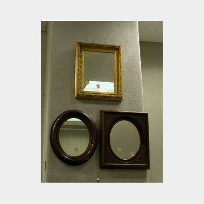 Two Victorian Walnut and a Gilt Gesso Mirror. 