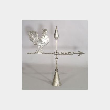 Zinc and Iron Rooster Lightning Rod/Weather Vane