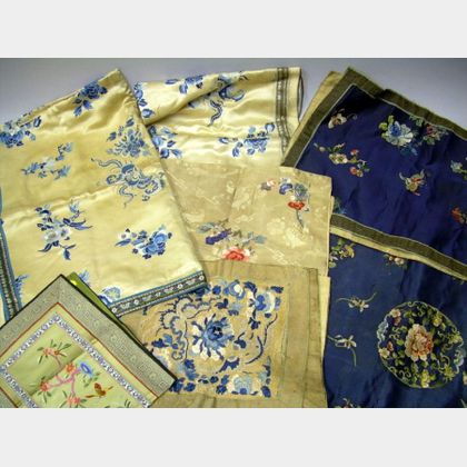 Seven Chinese Silk Embroidered Textiles. 