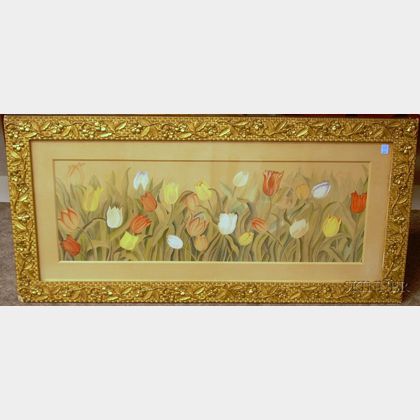 Framed 19th-20th Century American Watercolor on Paper, Tulips