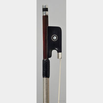 French Silver Mounted Viola Bow, Emile-Auguste Ouchard