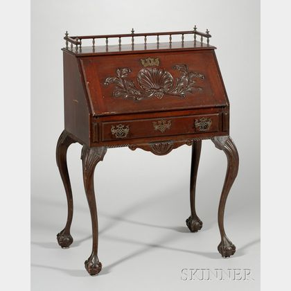 R.J. Horner & Co. Chippendale-style Carved Mahogany Lady's Slant-lid Writing Desk