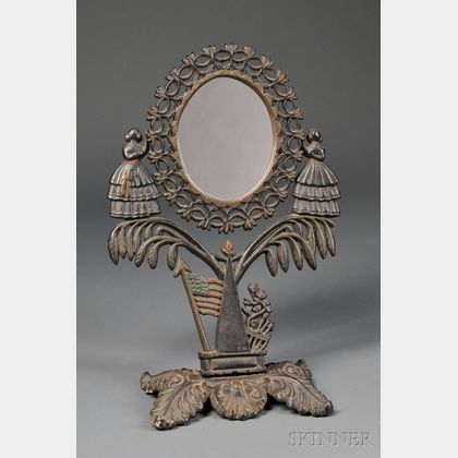 Polychrome-painted Cast Iron Jenny Lind Dressing Mirror
