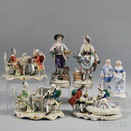 Seven European Porcelain Figures and Figural Groups