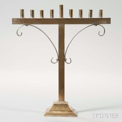 American Brass and Silver-plated Hanukkah Lamp