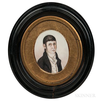 John Brewster Jr. (Connecticut/Maine, 1766-1854) Miniature Portrait of a Gentleman