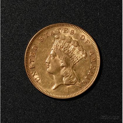 1888 United States Indian Princess Head Three Dollar Gold Coin