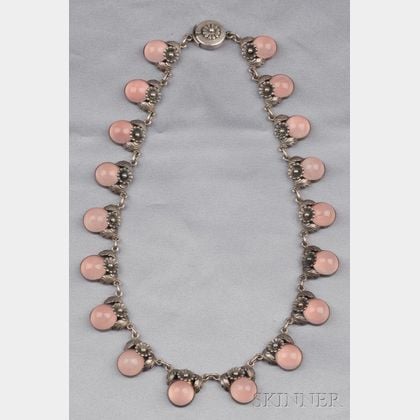 Sterling Silver and Rose Quartz Necklace, N.E. From