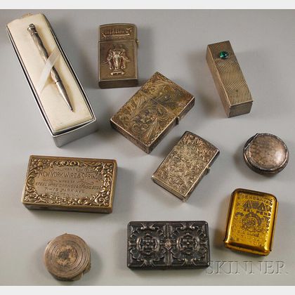 Group of Mostly Silver Pillboxes and Small Cases