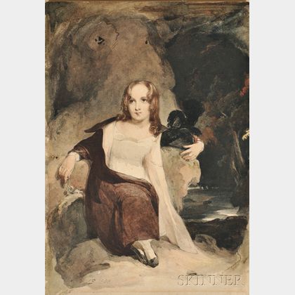 Thomas Sully (American, 1783-1872) Young Girl Seated in a Rocky Landscape