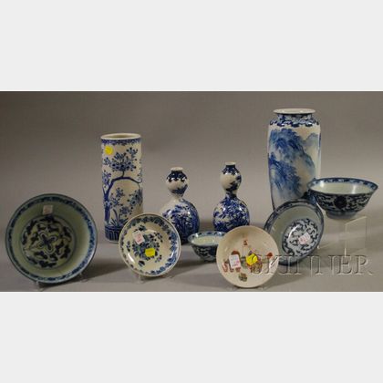 Ten Assorted Asian Decorated Porcelain Table Items