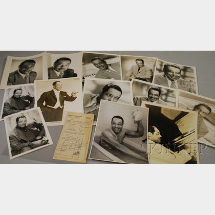 1959 Duke Ellington Signed Hotel Frankfurter Hof Guest Services Receipt and Thirteen Duke Ellington Publicity Portrait Photographs