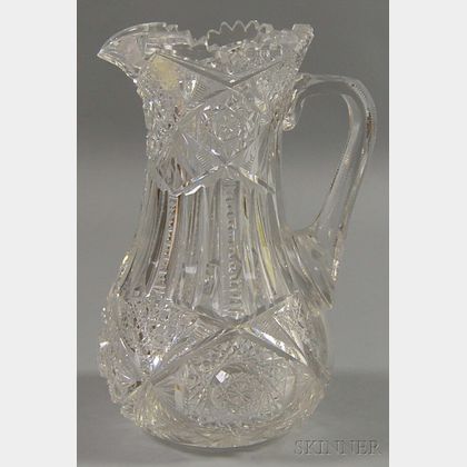 Colorless Cut Glass Water Pitcher