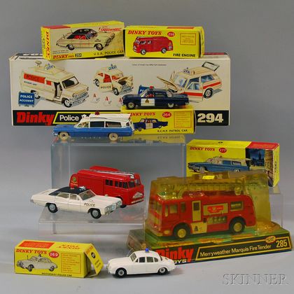 Seven Meccano Dinky Toys Die-cast Metal Emergency Vehicles