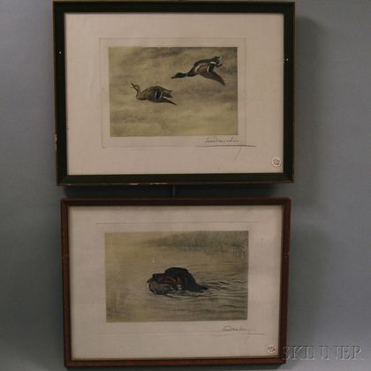 Leon Danchin (French/American, 1887-1939) Two Duck-hunting Prints: Setter Gordon No 105