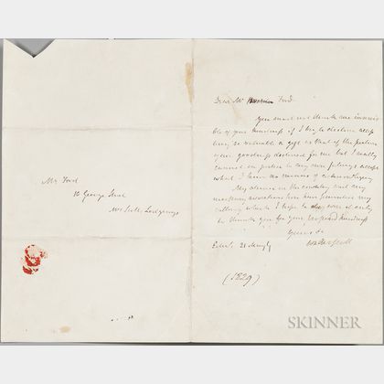 Scott, Sir Walter (1771-1832) Autograph Letter Signed, 21 May 1829.