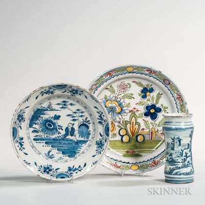 Two Delft Plates and a Vase