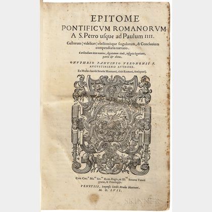 Panvinio, Onofrio (1529-1568) Epitome Pontificum Romanorum a S. Petro usque ad Paulum IIII.
