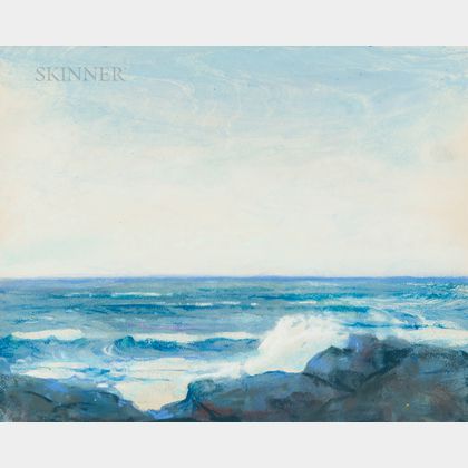 Wilson Henry Irvine (American, 1869-1936) Gentle Waves on a Rocky Coast
