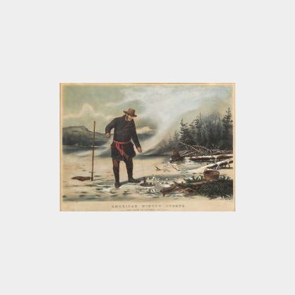 Nathaniel Currier, publisher (American 1813-1888) AMERICAN WINTER SPORTS. TROUT FISHING &#34;ON CHATEAUGAY LAKE&#34;