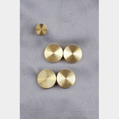 18kt Gold Cuff Links and Tie Tack, Van Cleef & Arpels, France