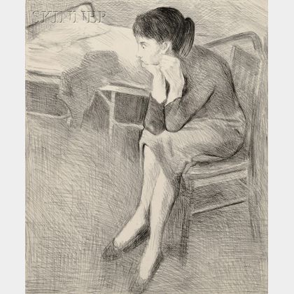 Raphael Soyer (American, 1899-1987) Pensive Girl