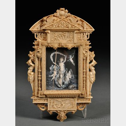 Miniature Painting in Carved Ivory Frame