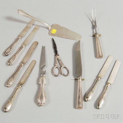 Small Group of Sterling-handled Flatware and Serving Items