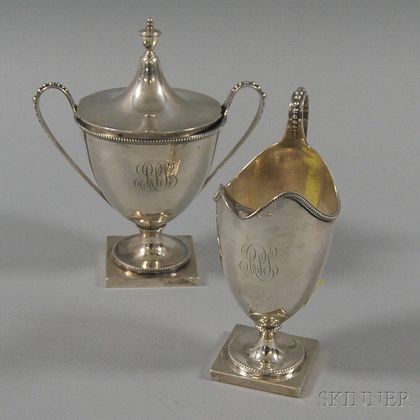 Peter L. Krider & Co. for Shreve, Crump & Low Sterling Silver Neoclassical-style Creamer and Sugar