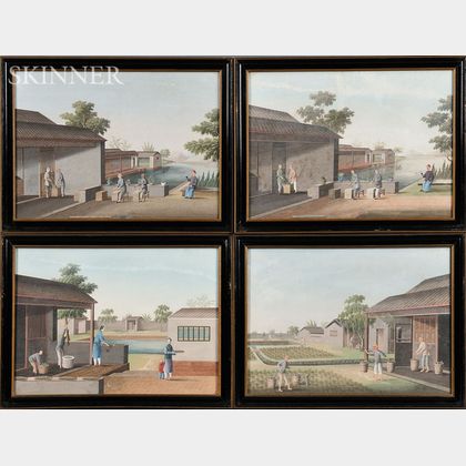 Four Export Gouache Paintings
