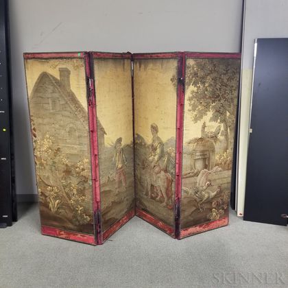Continental Four-panel Tapestry Floor Screen
