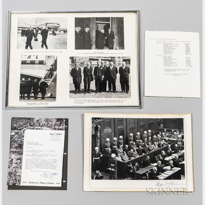 Ray D'Addario Signed Nurnberg Trial Photograph with Accompanying Letter and Framed Photographs of British Dignitaries
