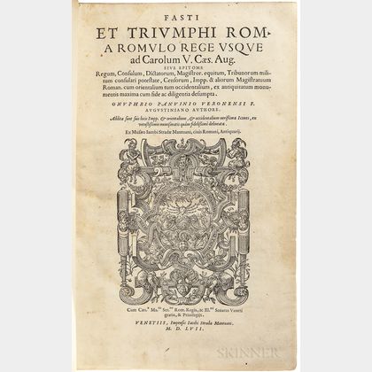 Panvinio, Onofrio (1529-1568) Fasti et Triumphi Roma Romulo Rege usque ad Carolum V. Caes. Aug.