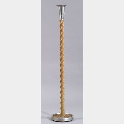 Aluminum and Wood Torchiere