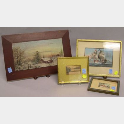 Four Small Assorted Framed Images