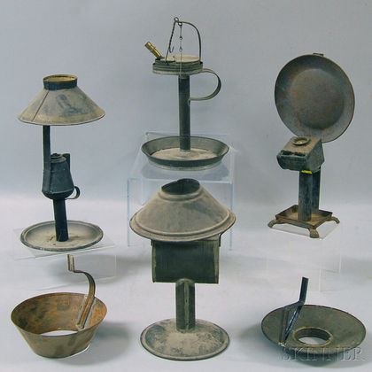 Four Tin Oil Lamps