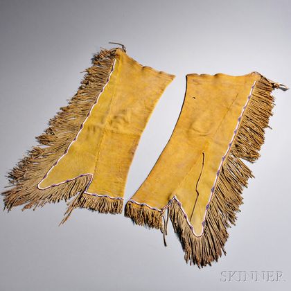 Pair of Kiowa Man's Beaded Hide Leggings