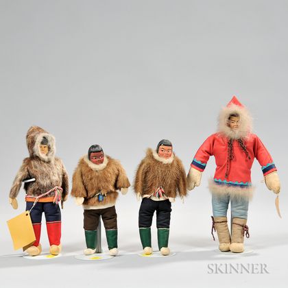 Four Grenfell-style Eskimo Dolls