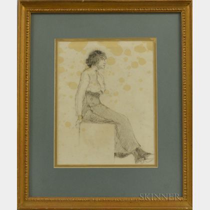 Rita Mount (Canadian, 1888-1967) Double-sided Portrait of Gertrude: Full-length Seated