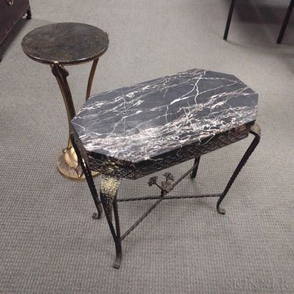 Two Hollywood Regency-style Stone-top Side Tables