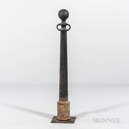 Black-painted Cast Iron Ball Hitching Post