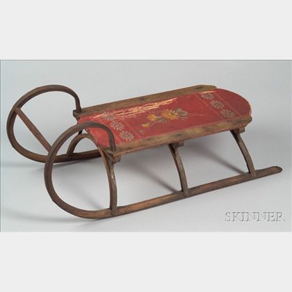 Painted Child's Wood and Iron Sled