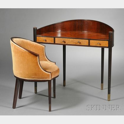 Art Deco Demilune Desk and Chair