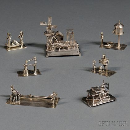 Seven Dutch .833 Silver Figural Miniatures