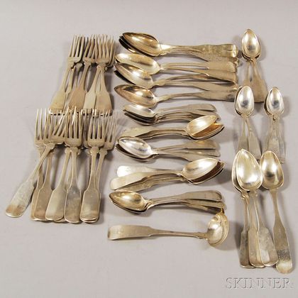 Group of Primarily Massachusetts Coin Silver Flatware