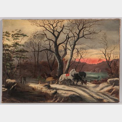 American School, 19th Century Returning from the Hunt at Sunset