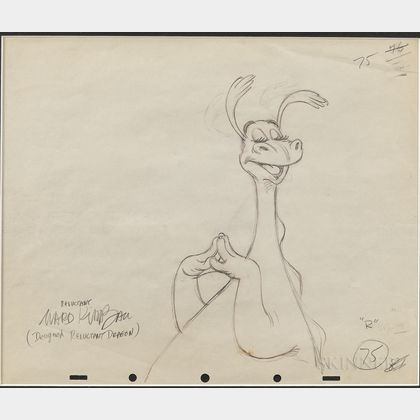 Animation Drawings: The Reluctant Dragon, Jiminy Cricket , Five Drawings.